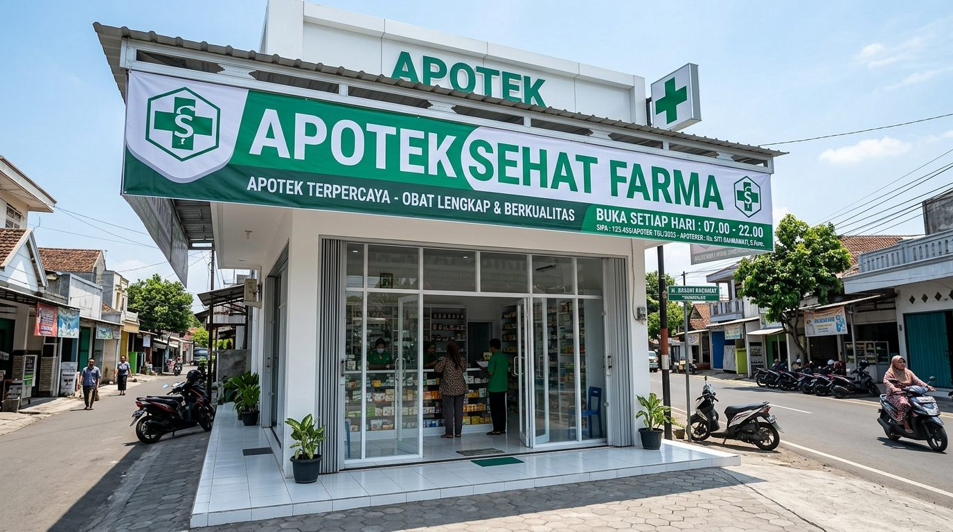 Rekomendasi Banner Apotek di Trenggalek Rapi dan Jelas