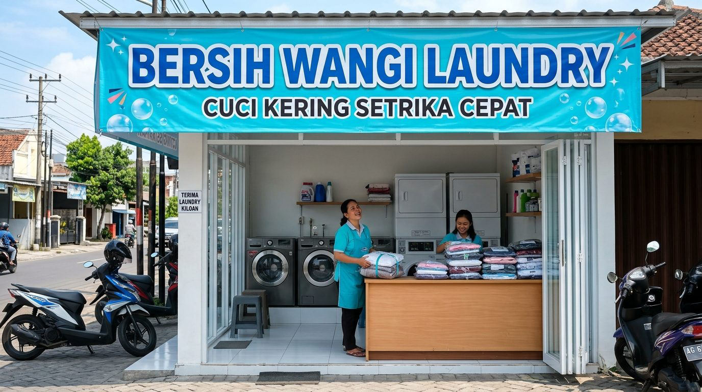 Desain Spanduk Laundry Trenggalek Bersih dan Menarik