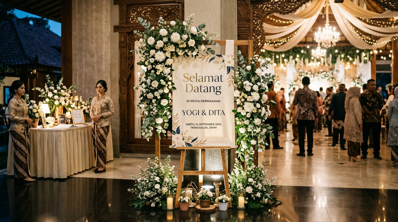 Desain Banner Selamat Datang Trenggalek untuk Pesta Rapi