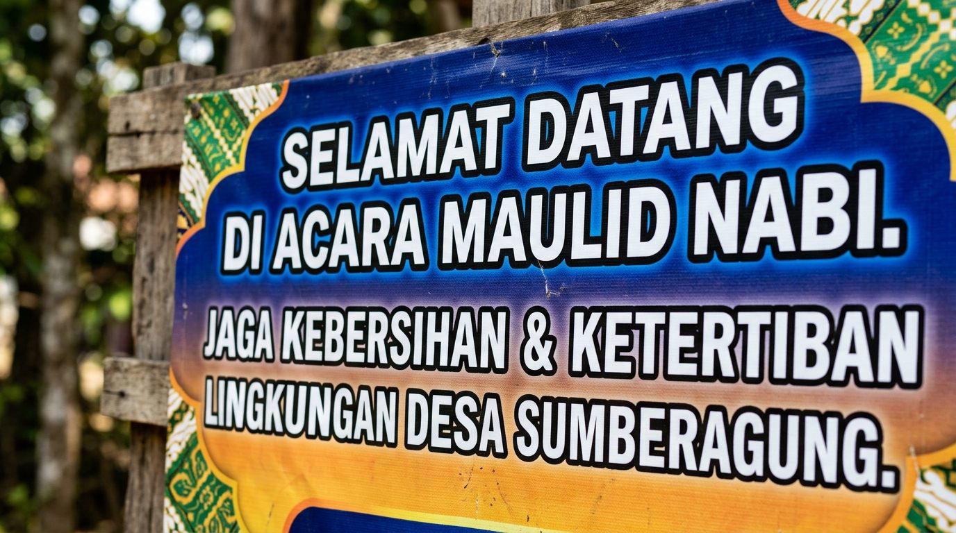Detail resolusi tajam dan cetakan teks mikro pada spanduk flexi tanpa pecah