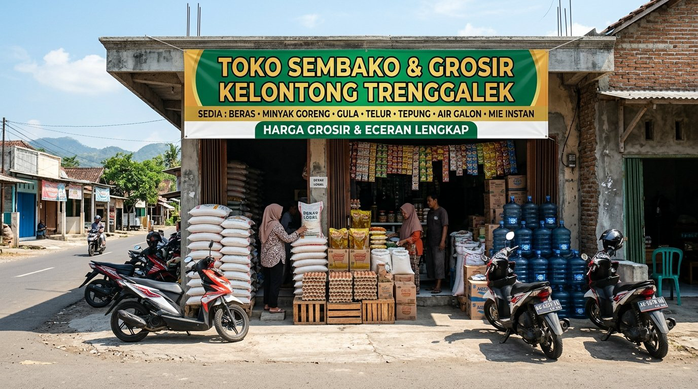 Desain Spanduk Toko Sembako Trenggalek Rapi dan Jelas