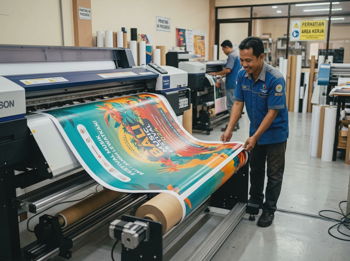 Tim Rajaku Printing bekerja memeriksa hasil cetak