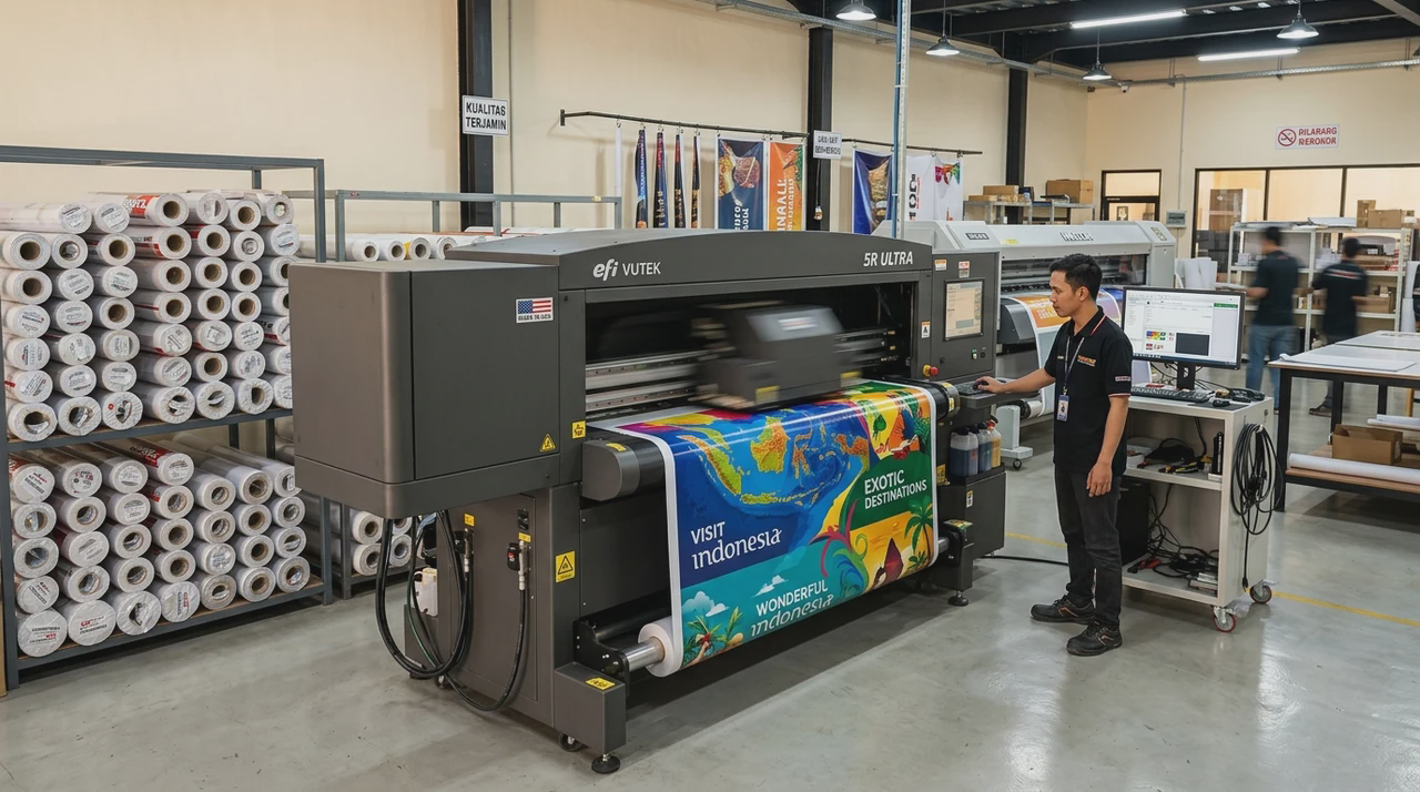 Ruang produksi Rajaku Printing, tempat mesin cetak large-format bekerja